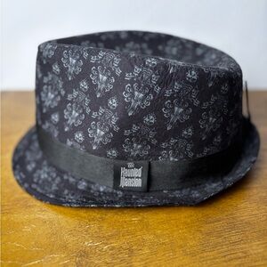 Disney Parks Haunted Mansion Black Patterned Fedora